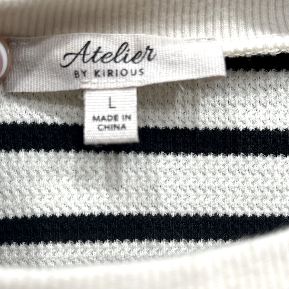 Atelier BY KIRIOUS Sz L Crop top sweater & skirt cream w stripes Good condition - Picture 7 of 8